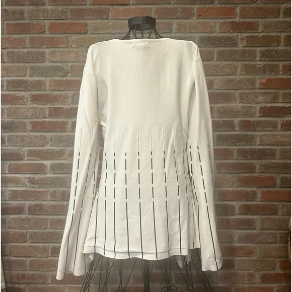 Prabal Gurung Peplum White with Black Stitching Asymmetrical Top. - Picture 2 of 7